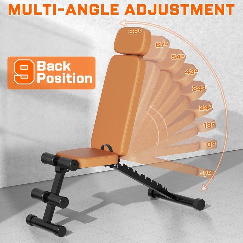 Adjustable Weight Bench 800LB Foldable Brown Olympic Home Gym2