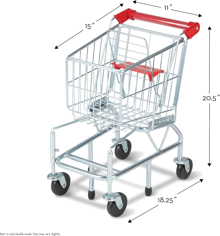 Toy Shopping Cart, Grocery Store Pretend Play Toys with Sturdy Metal Frame & Wor7