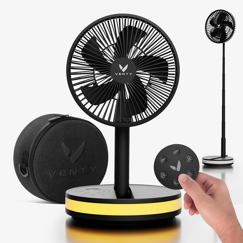 Portable Wireless Fan with LED Light & Remote - Ideal for Travel & Outdoors NEW9