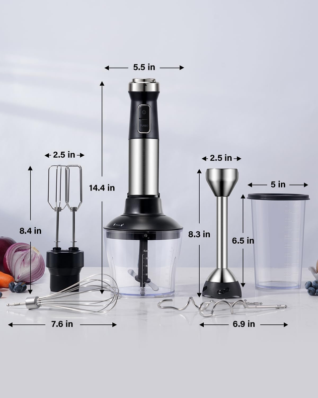 6-In-1 Immersion Blender, 1000W Hand Blender with 20 Speeds, Scratch-Resistant S7