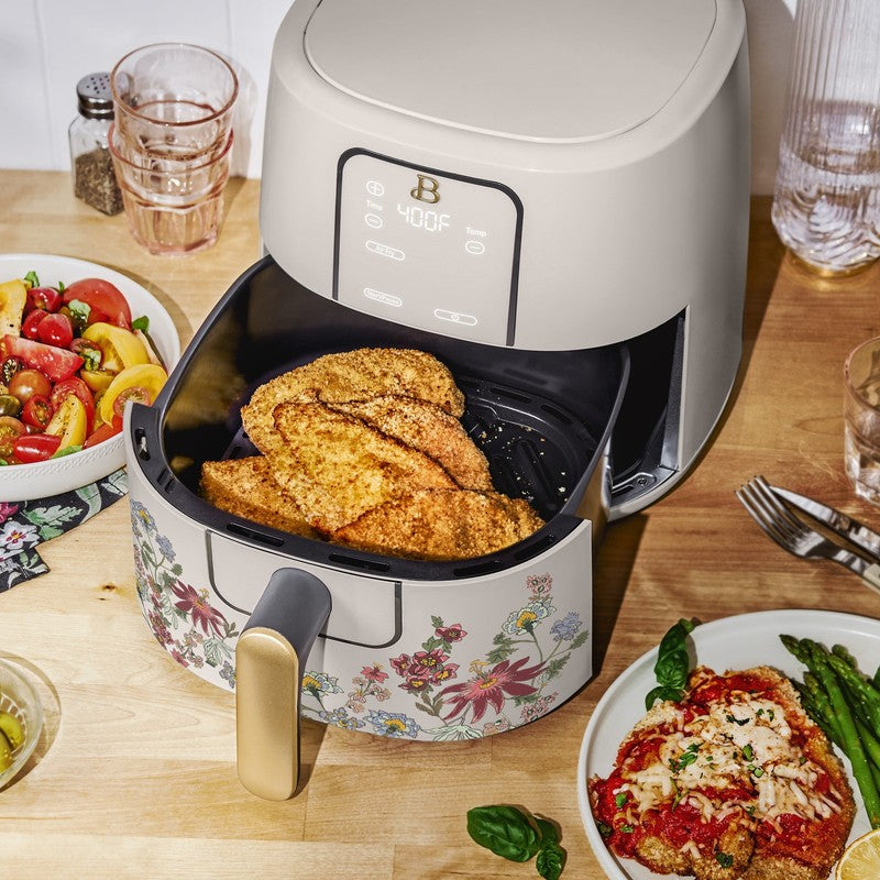 6 Qt Air Fryer w/ Turbocrisp Technology Evergood Ceramic Nonstick Taupe Flower1
