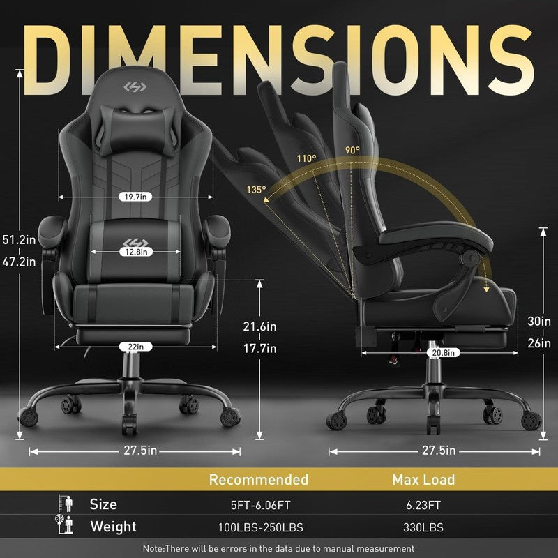 Gaming Chair with Pocket Spring Cushion, Gamer Chair with Lumbar Massage, Gaming4