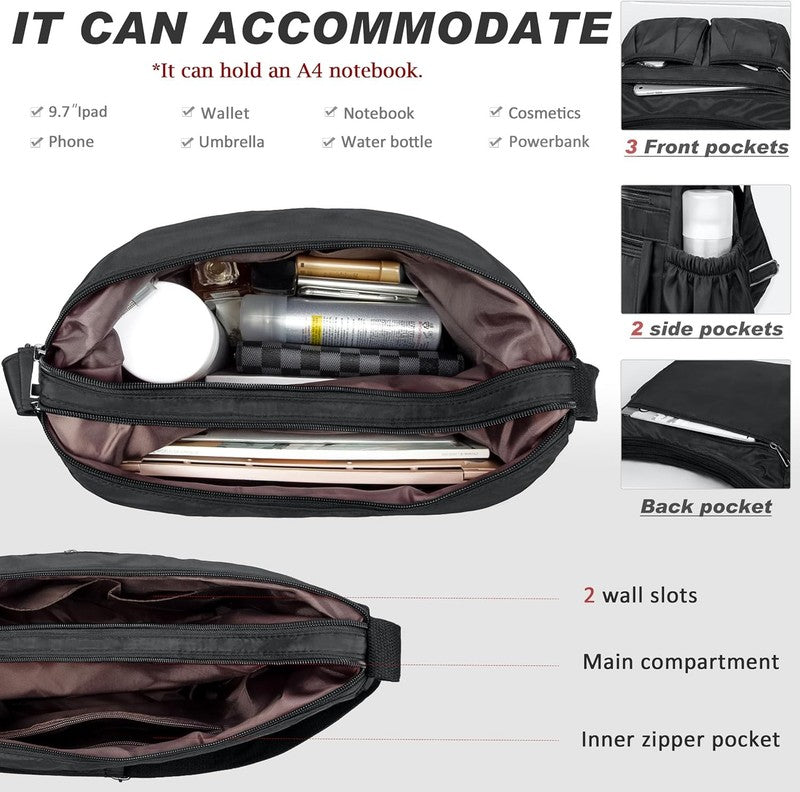 Women Crossbody Bag Waterproof Nylon Lightweight Shoulder Travel Handbag Purse4
