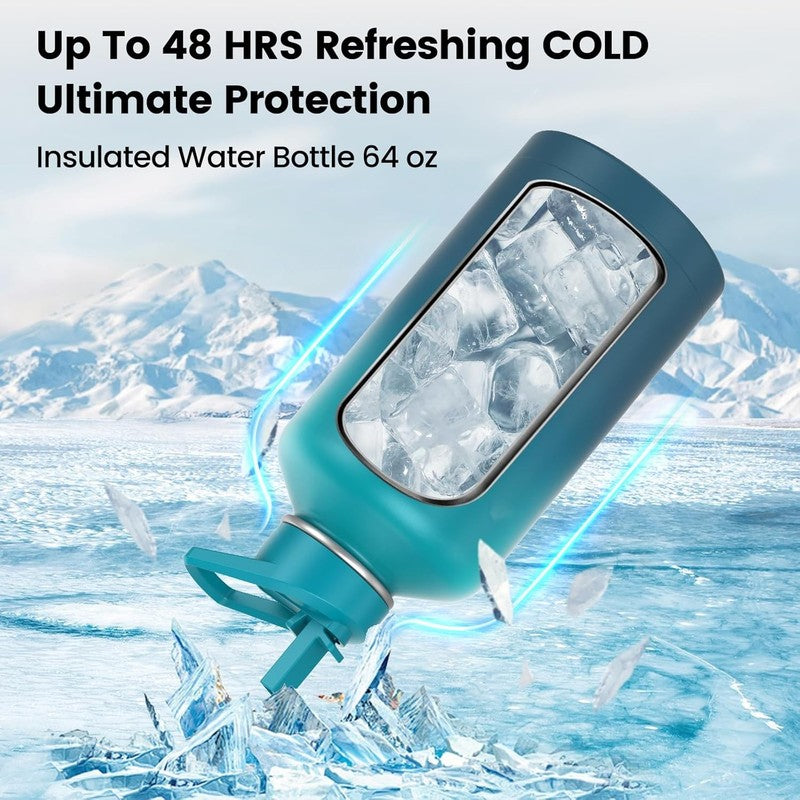 64oz Insulated Water Bottle Cyanblue   Triple Wall Vacuum, Leakproof, BPA Free1
