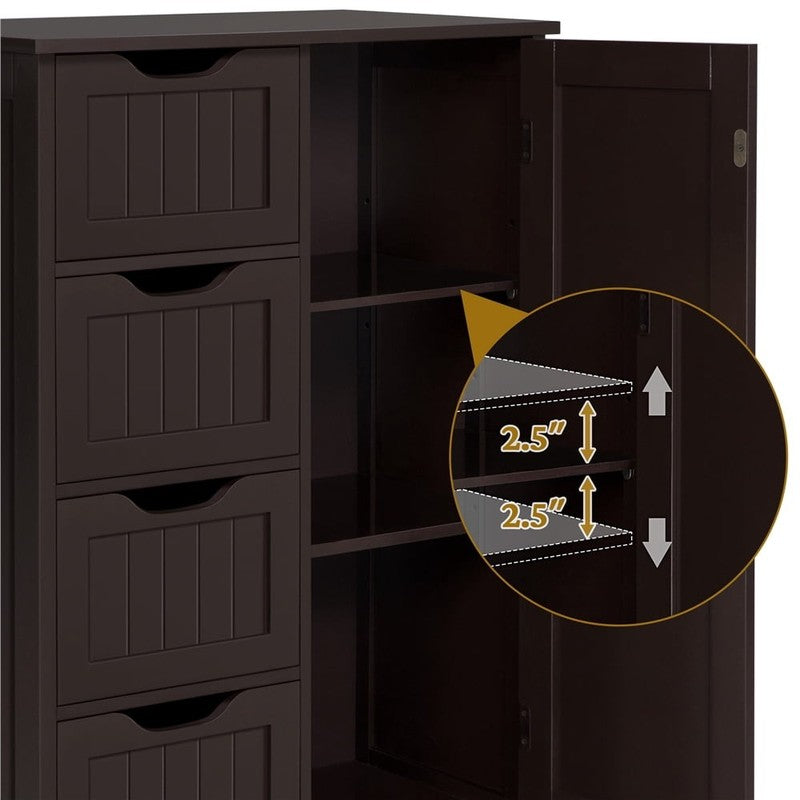 Wooden Cabinet Storage Unit with Drawers & Cupboard for Bathroom, Espresso6