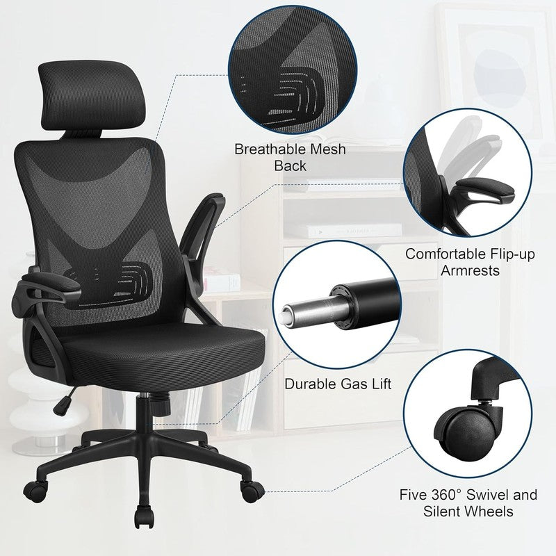 Ergonomic High Back Office Chair with Headrest & Lumbar Support   Black4