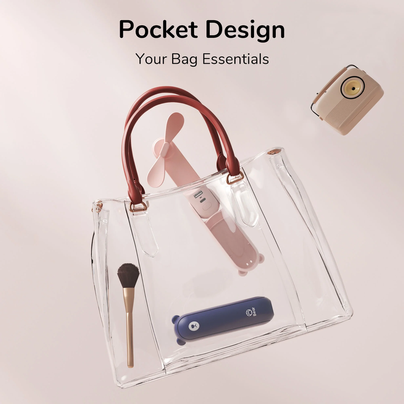 Portable Mini Fan Rechargeable Handheld 3 in 1 Pocket Fan Power Bank Blue1