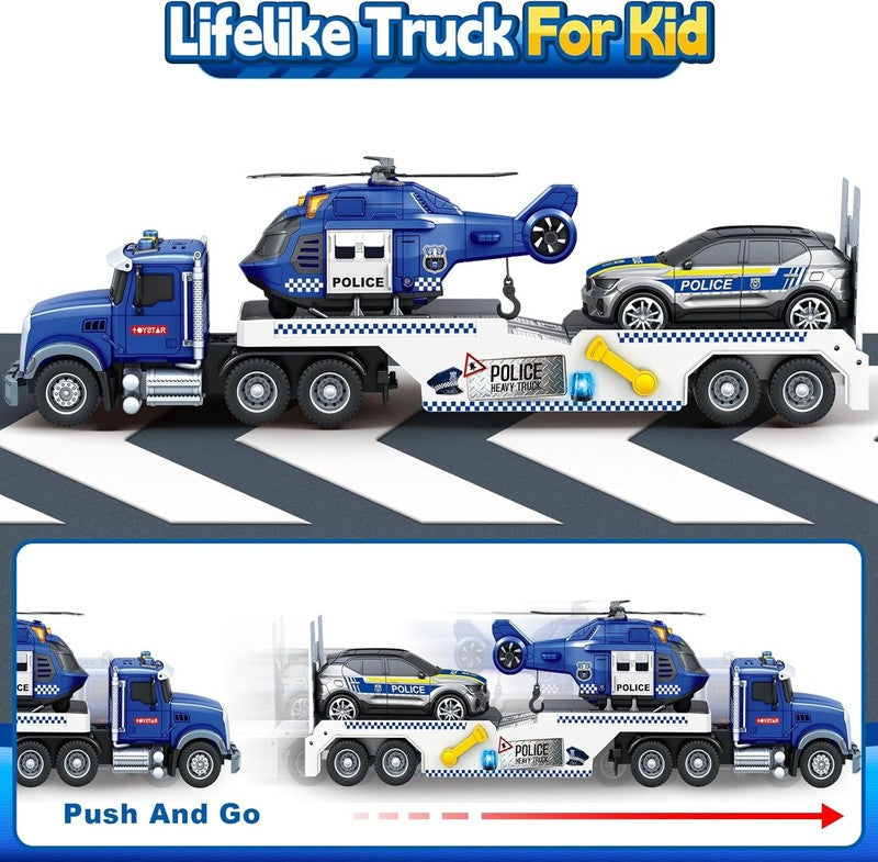 21" Semi Truck Toy, 3 4 5 6 Year Old Boys Toddlers Police Truck Toy with Racing4