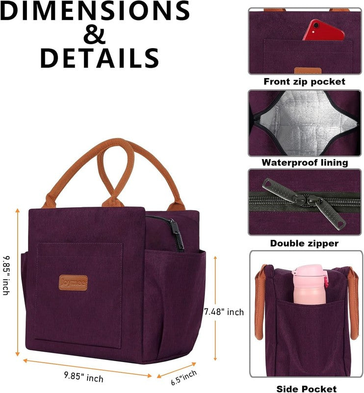 Insulated Lunch Bag Women Men Leakproof Large Cooler Tote w Bottle Holder Purple4
