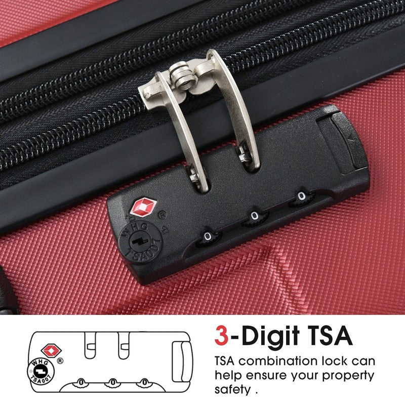 Carry on Luggage 24 Inch, ABS+PC Lightweight 65L Capacity Hardshell Suitcase wit7