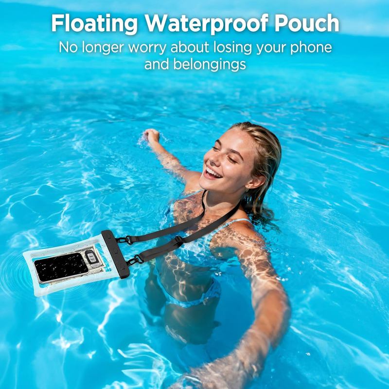 Floatable Phone Pouch 2 Pack Waterproof IPX8 Travel Beach Bag1