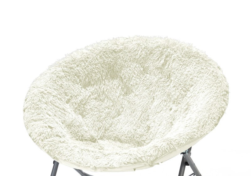 Mongolian Faux Fur Oversized Moon Chair, White1