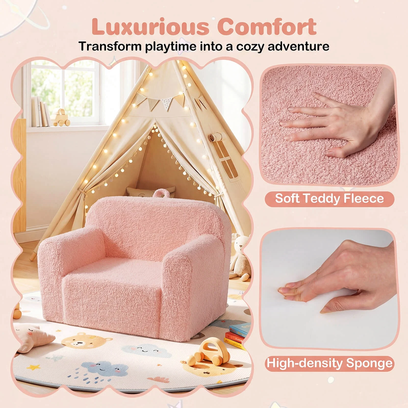 Kids Couch Portable Toddler Sofa with Handle Anti Slip Base Removable Comfy Chai4