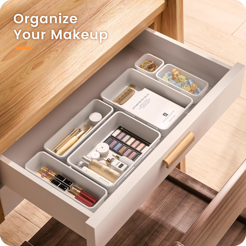 Drawer Organizer Makeup Storage 5 Size Holds 177 Items White2