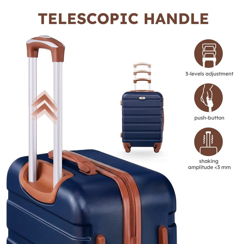 4 Piece Luggage Set Hardside Spinner Suitcase 16 20 24 28 Inch Navy Blue Tan6