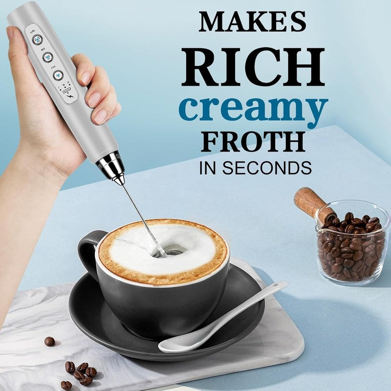 Milk Frother Handheld for Coffee, Electric Whisk 3 Speed Adjustable, Drink Mixer4