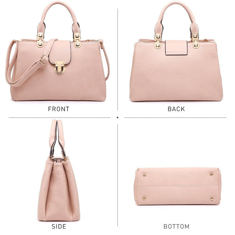 Women Satchel Handbag Vegan Leather Top Handle Medium Tote Shoulder Bag2