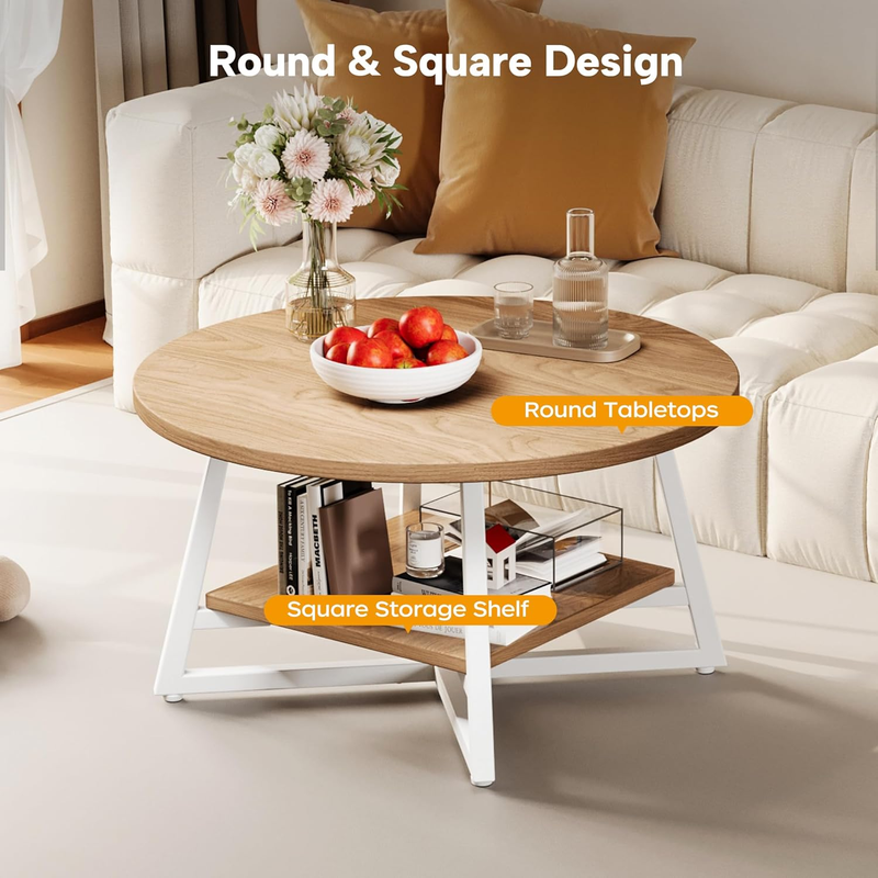 Coffee Table for Living Room, round Coffee Table, Small Circle Coffee Table with4
