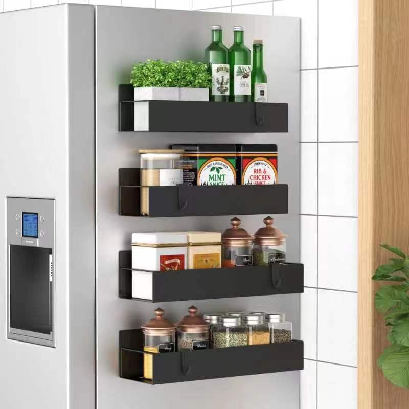 Metal 4 Pack Magnetic Spice Storage Rack Organizer for Refrigerator and Oven, Bl9