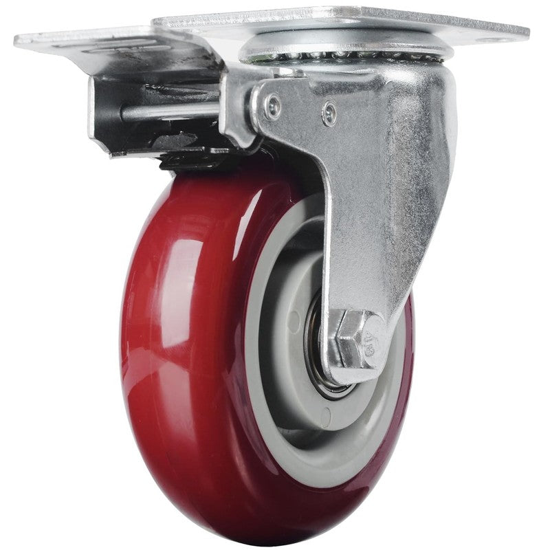 4 Inch Caster Wheels Set of 4 with Brake Heavy Duty Plate Swivel Casters Premium5