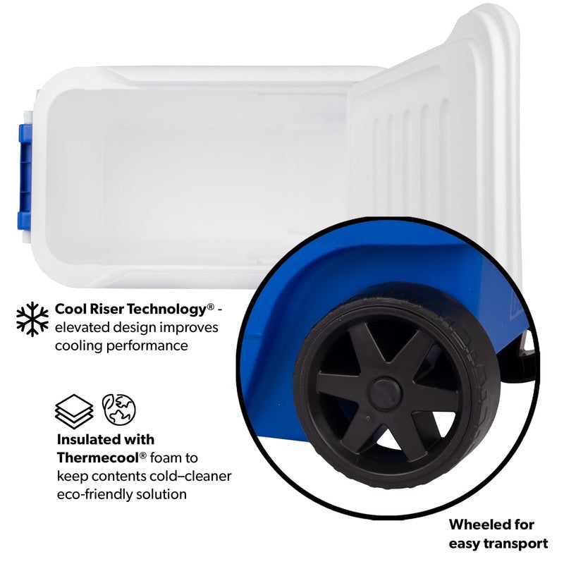 38 QT Wheelie Cool Hard Sided Cooler with Wheels, Blue11
