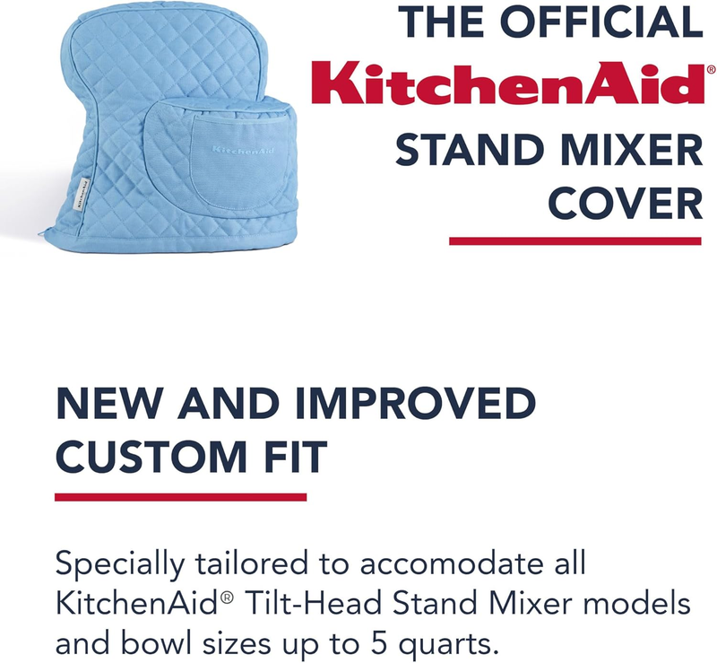 KitchenAid Tilt Head Stand Mixer Cover Quilted Cotton Storage Pocket Blue6