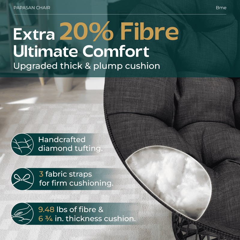 Midnight Sky 360° Swivel Papasan Chair with Comfy Cushion - Black Frame1
