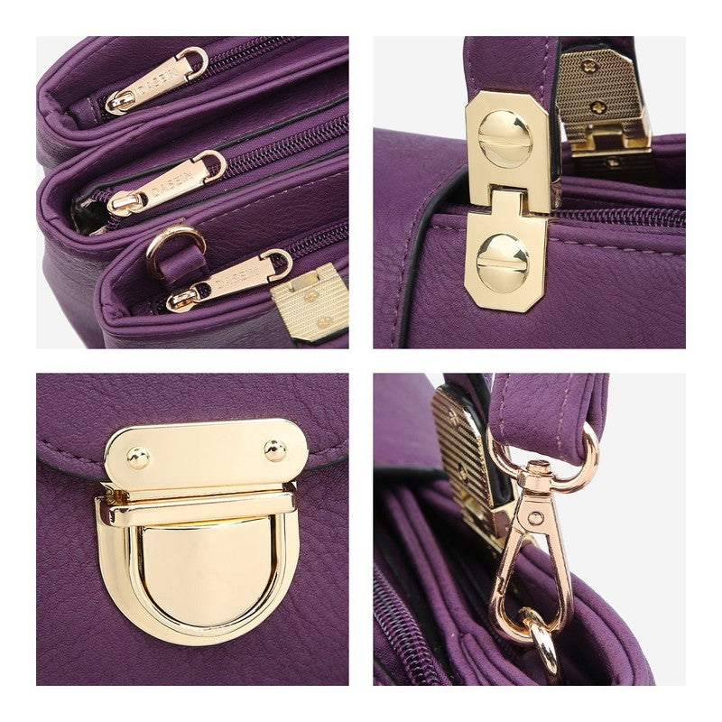 Women Satchel Handbag Vegan Leather Top Handle Medium Tote Shoulder Bag5