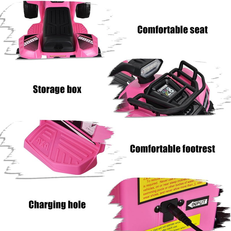 6V Kids ATV Quad Electric Ride on Car Toy Toddler with LED Light MP3 Pink8