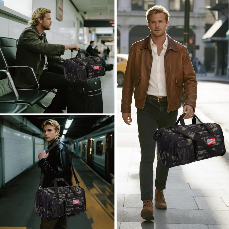 Tactical Duffle Bag for Travel Expandable 52L Large Duffle Bag for Men Gym Duffe1