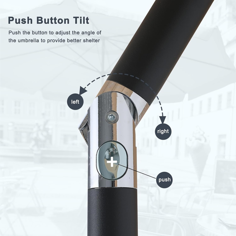 9FT Outdoor Umbrella Crank Tilt UV Waterproof Canopy Deck Backyard Gray5