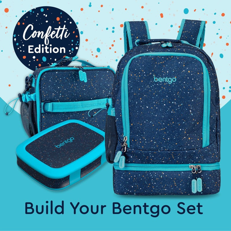Kids 2 in 1 Backpack Insulated Lunch Bag Confetti Edition Abyss Blue School Trav5