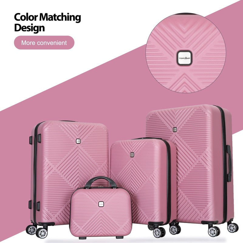 Stylish 4 Piece Pink Hardside Luggage Set with Spinner Wheels   Lightweight7