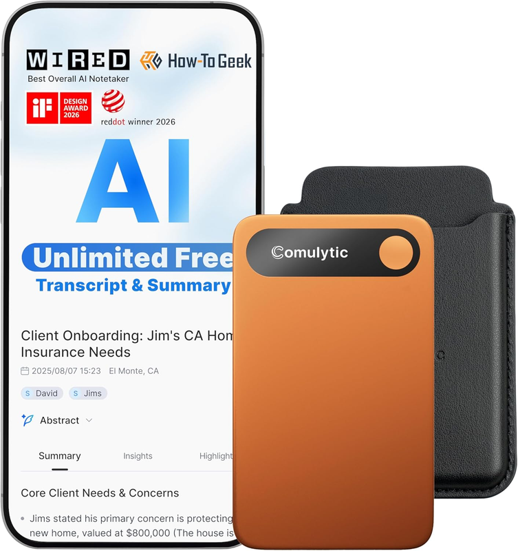 Note Pro AI Voice Recorder 64GB Transcribe 113 Languages Orange9