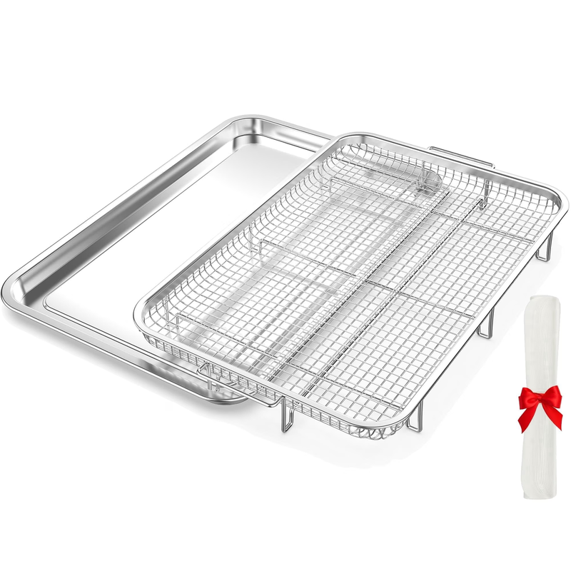 2 Set XL Air Fryer Basket for Oven Tray Crisper Pan Stainless Steel 30PCS9