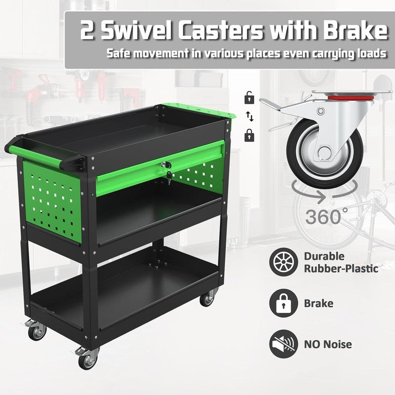 3 Tray Rolling Tool Cart, 400 LBS Capacity Mechanic Tool Carts on Wheels, Heavy5