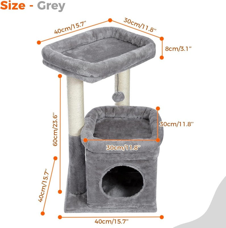Cat Tree Tower for Indoor Cats with Condo, Sisal Scratching Posts & Pom Pom3