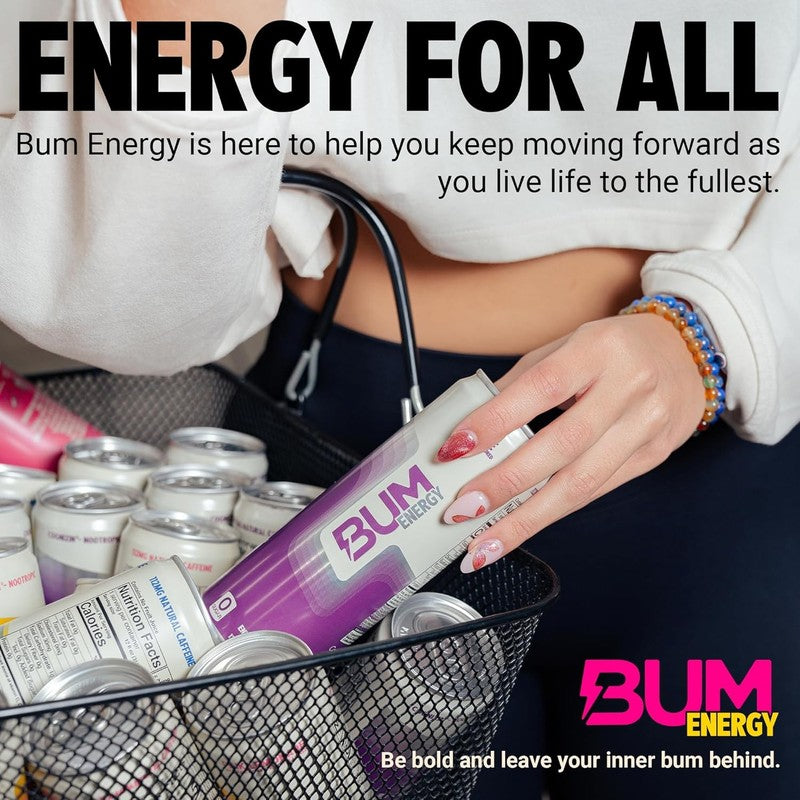 BUM Sugar Free Pink Lemonade Energy Drink   Natural Caffeine & Boost, 12 Pack6