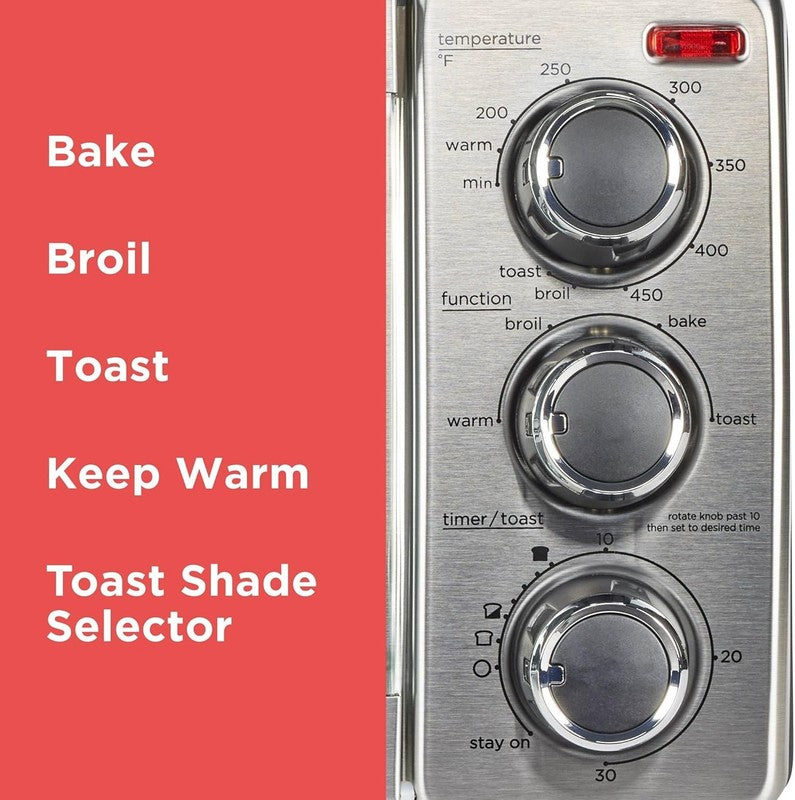 4-Slice Convection Oven, Stainless Steel, Fits 9" Pizza, TO1313SBD4