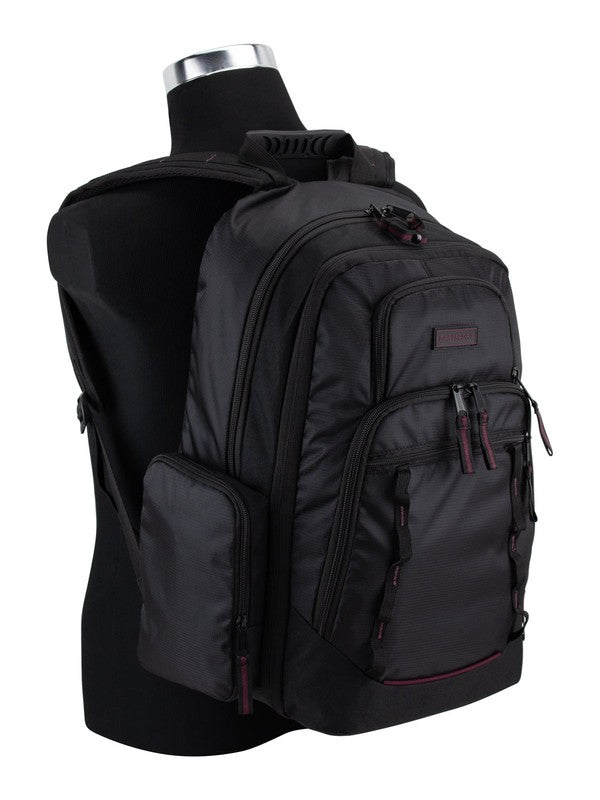Unisex Diamond Expandable Recycled Backpack, Black/Fig Pop1