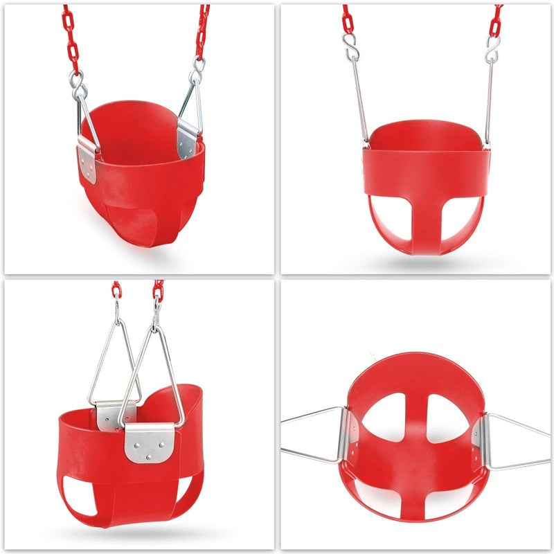 Baby Swing High Back Toddler Bucket Seat w/ Coated Chains & Carabiners, Red1