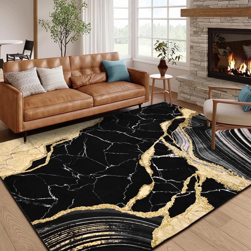 5'X7' Area Rugs for Living Room, Marble Swirl Abstract Rug Ultra Soft Washable R8