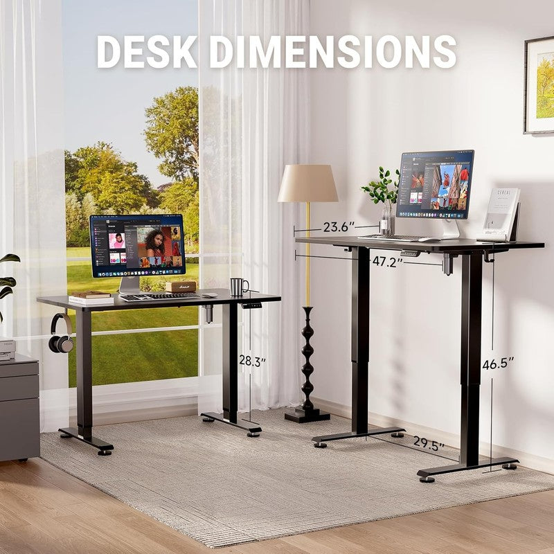 47.2" Adjustable Standing Desk Wood Top Office Table Black2