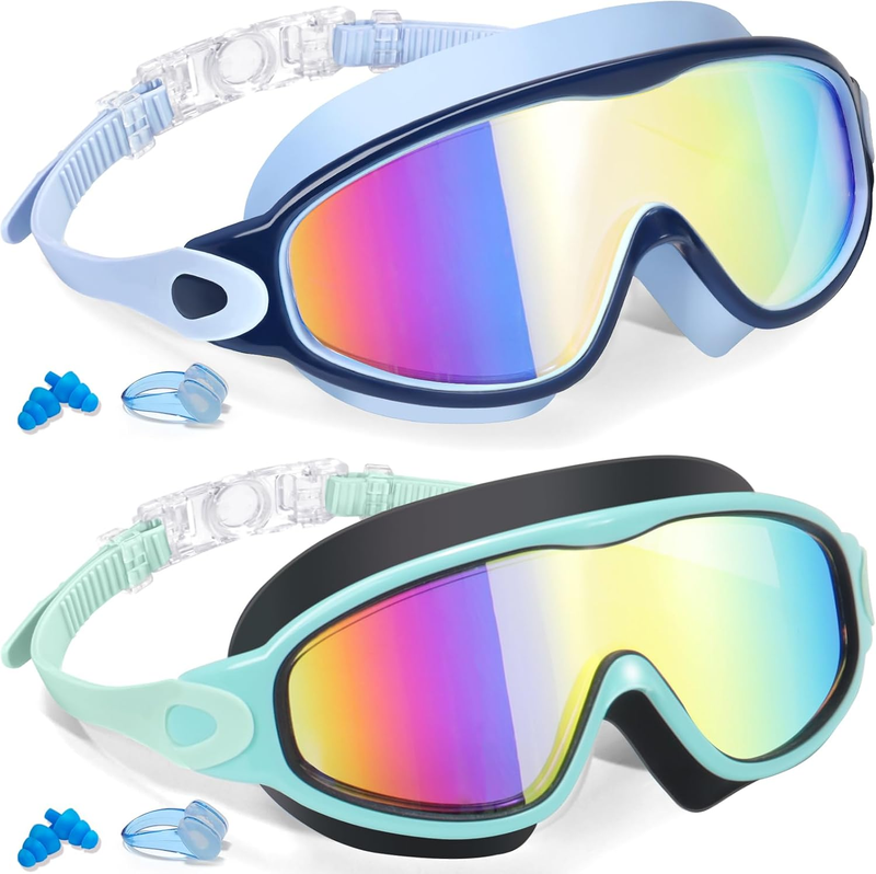 2 Pack Kids Swim Goggles Ages 3-15 UV Anti Fog Pool Boys Girls Youth0