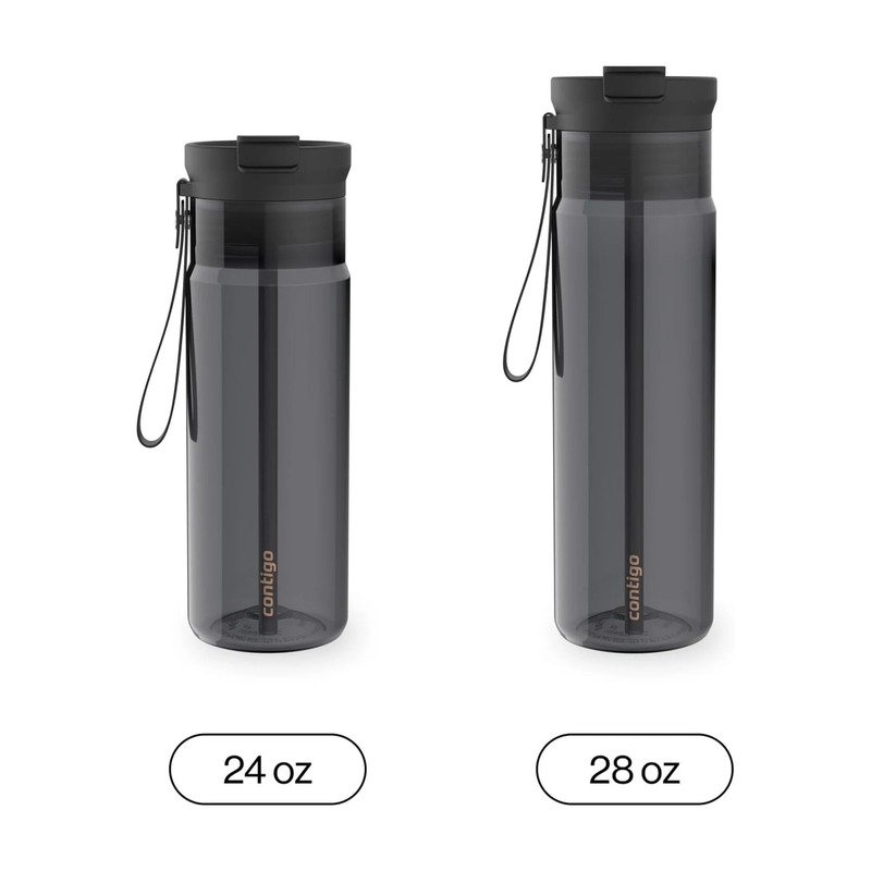DualSip 28oz Water Bottle Tumbler with Straw Black/Clear4
