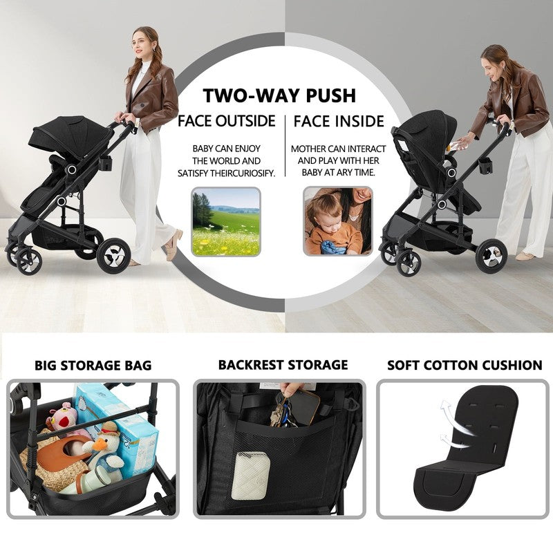 3-In-1 Convertible Baby Stroller with Big Seat and Adjustable Canopy, 24 Pound, 4