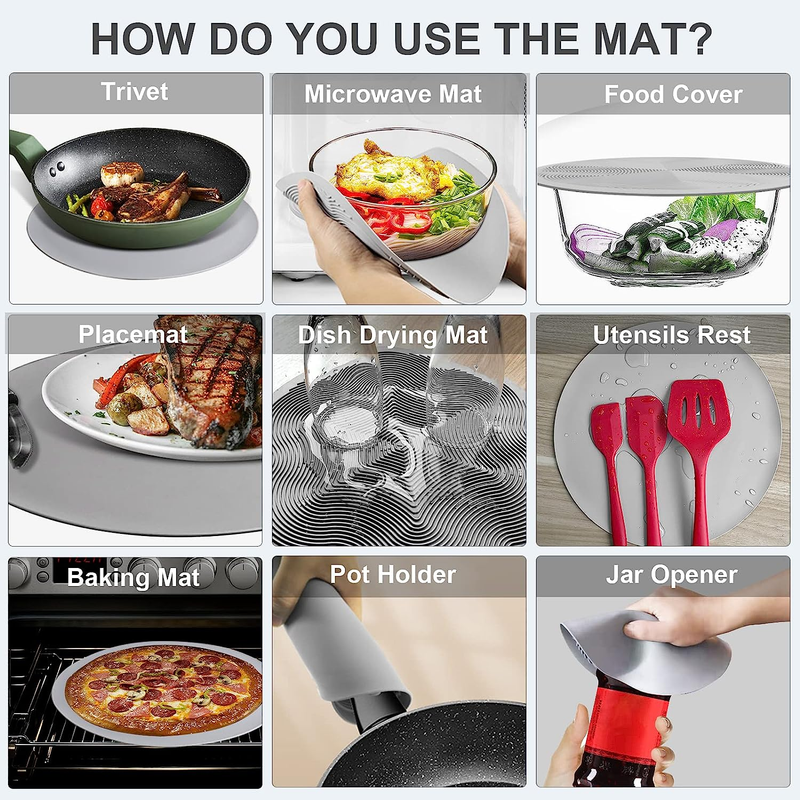 10 Inch Microwave Food Cover & Collapsible Silicone Mat   Splatter Guard, Plate 3