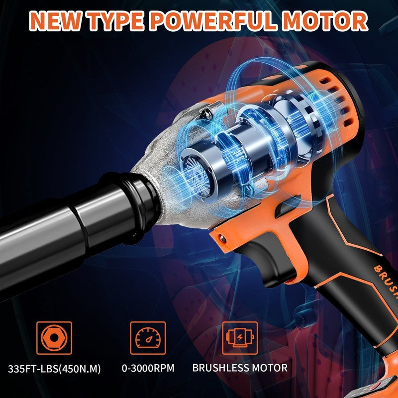 Cordless Impact Wrench 1/2 Inch 320Ft-Lbs Brushless with Battery Sockets4