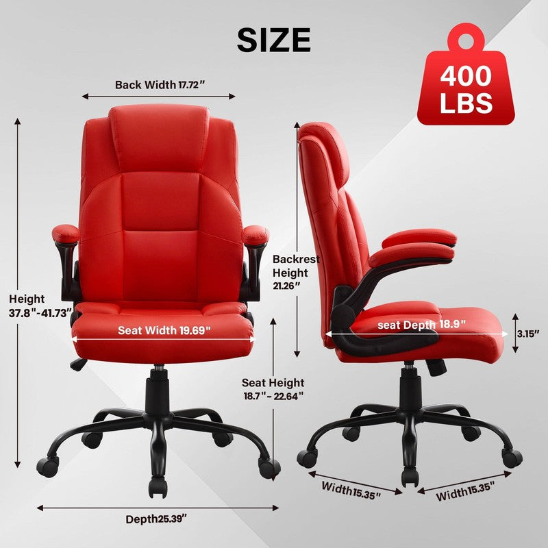 Leather Office Chair, Big and Tall Office Chair 400LBS Wide Seat Ergonomic Compu1