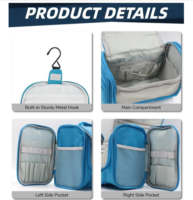 Large Hanging Toiletry Bag Travel Dopp Kit Water-Resistant Light Blue3